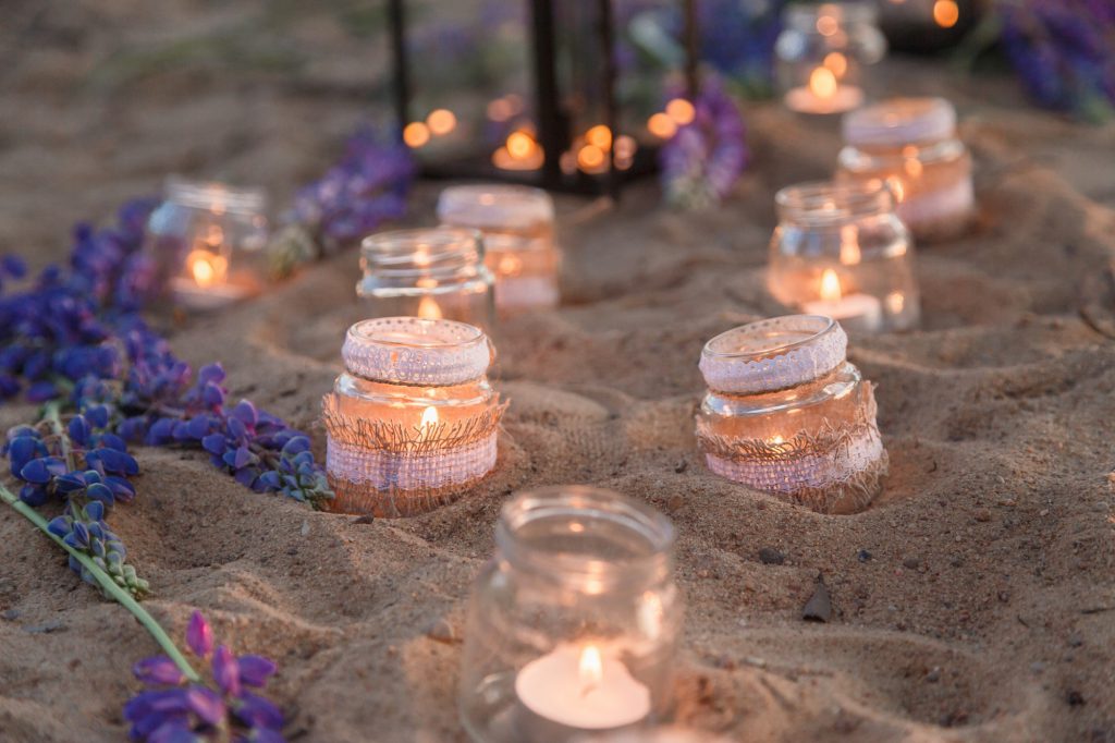 Romantic jars full of candles